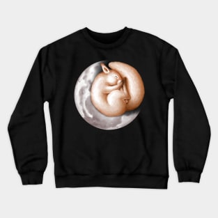 Cute squirrel sleeping on the moon. Crewneck Sweatshirt